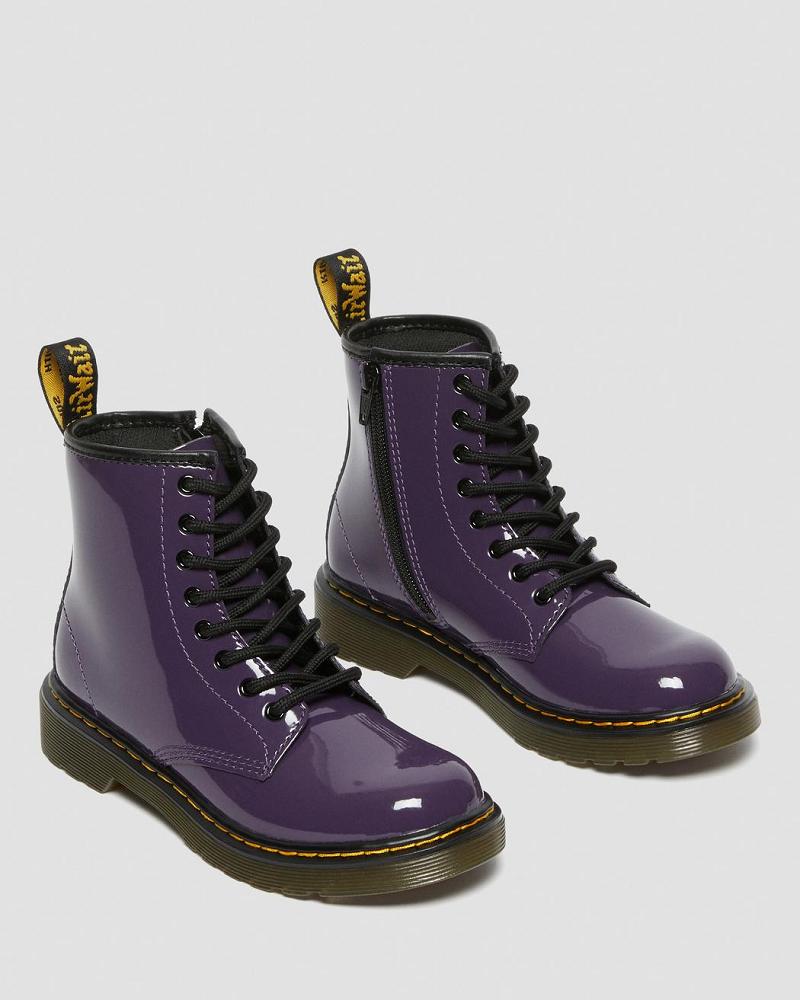 Kids' Dr Martens Junior 1460 Patent Leather Lace Up Boots Purple | AU 686EBC